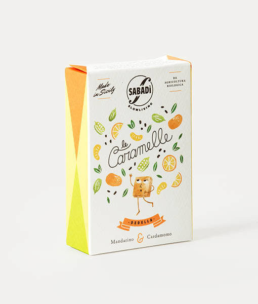 Caramelle artigianali, biologiche, con miele di zagara da ape nera sicula, mandarino e cardamomo