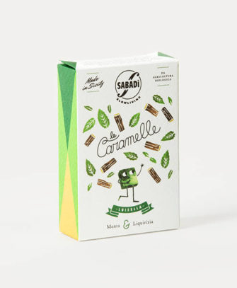 LUISELLA - Caramella dura fatta a mano, biologica, con miele di zagara da ape nera sicula, menta e liquirizia