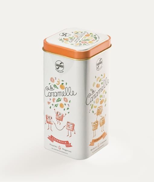 Scatola in latta di caramelle biologiche assortite - Agrumi ed Erbe